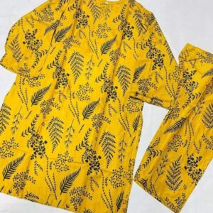 Women's Stitched Linen Printed Shirt And Trouser